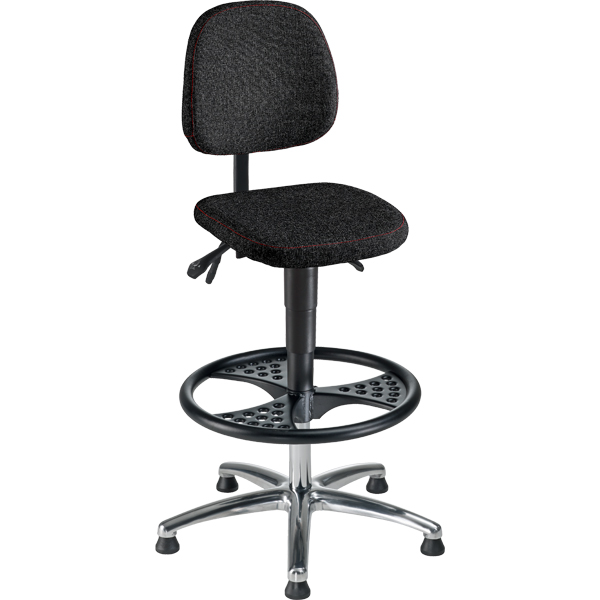 Workster Basic WF-05032 hoher Arbeitsdrehstuhl mit Stoffbezug und Fußring