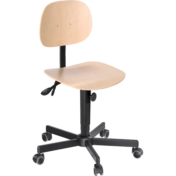 Workster Light W2-02002 Arbeitsdrehstuhl mit Sitz und Rücken aus Buche für normale Arbeitshöhe