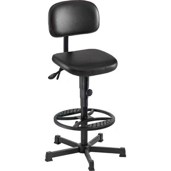 Workster Light W2-02507 hoher Arbeitsdrehstuhl mit schwarzem Kunstleder und Fußring