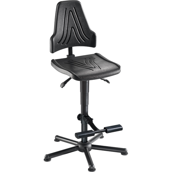 Hoher Workster Pro W19-13312 Arbeitsdrehstuhl bis 250 kg mit PU-Schaum und Aufstiegshilfe